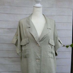 MARC NEW YORK Women's Short Sleeve Top 100% Linen Size XL